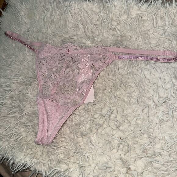Victoria’s Secret Dream Angels Pink Lace And Rhinestone G-string Sz Large NWT - Picture 5 of 5